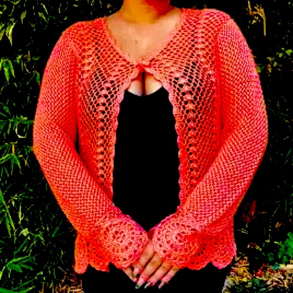 BFA CLASSICS: ORANGE OPEN FRONT CARDIGAN XLARGE